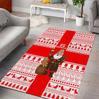 Georgia Christmas Area Rug with Santa in Chokha Wine Barrel Gingerbread and Coat of Arms Design - Wonder Print Shop