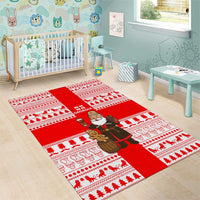 Georgia Christmas Area Rug with Santa in Chokha Wine Barrel Gingerbread and Coat of Arms Design - Wonder Print Shop