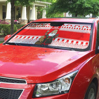 Georgia Christmas Auto Sun Shade with Santa in Chokha Wine Barrel Gingerbread and Coat of Arms Design - Wonder Print Shop