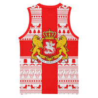 Georgia Christmas Basketball Jersey with Santa in Chokha Wine Barrel Gingerbread and Coat of Arms Design - Wonder Print Shop