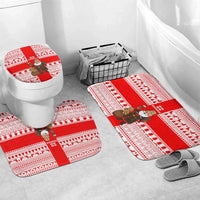 Georgia Christmas Bathroom Set with Santa in Chokha Wine Barrel Gingerbread and Coat of Arms Design - Wonder Print Shop