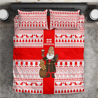 Georgia Christmas Bedding Set with Santa in Chokha Wine Barrel Gingerbread and Coat of Arms Design - Wonder Print Shop