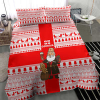 Georgia Christmas Bedding Set with Santa in Chokha Wine Barrel Gingerbread and Coat of Arms Design - Wonder Print Shop