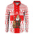 Georgia Christmas Button Sweatshirt with Santa in Chokha Wine Barrel Gingerbread and Coat of Arms Design - Wonder Print Shop