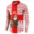 Georgia Christmas Button Sweatshirt with Santa in Chokha Wine Barrel Gingerbread and Coat of Arms Design - Wonder Print Shop