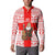 Georgia Christmas Button Sweatshirt with Santa in Chokha Wine Barrel Gingerbread and Coat of Arms Design - Wonder Print Shop