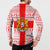 Georgia Christmas Button Sweatshirt with Santa in Chokha Wine Barrel Gingerbread and Coat of Arms Design - Wonder Print Shop