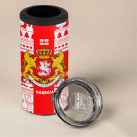 Georgia Christmas 4 in 1 Can Cooler Tumbler with Santa in Chokha Wine Barrel Gingerbread and Coat of Arms Design - Wonder Print Shop