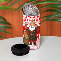 Georgia Christmas 4 in 1 Can Cooler Tumbler with Santa in Chokha Wine Barrel Gingerbread and Coat of Arms Design - Wonder Print Shop