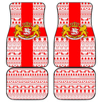 Georgia Christmas Car Mats with Santa in Chokha Wine Barrel Gingerbread and Coat of Arms Design - Wonder Print Shop