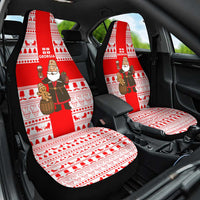 Georgia Christmas Car Seat Cover with Santa in Chokha Wine Barrel Gingerbread and Coat of Arms Design - Wonder Print Shop