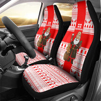 Georgia Christmas Car Seat Cover with Santa in Chokha Wine Barrel Gingerbread and Coat of Arms Design - Wonder Print Shop