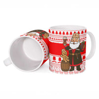 Georgia Christmas Ceramic Mug with Santa in Chokha Wine Barrel Gingerbread and Coat of Arms Design - Wonder Print Shop