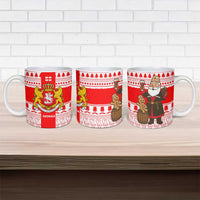 Georgia Christmas Ceramic Mug with Santa in Chokha Wine Barrel Gingerbread and Coat of Arms Design - Wonder Print Shop