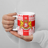 Georgia Christmas Ceramic Mug with Santa in Chokha Wine Barrel Gingerbread and Coat of Arms Design - Wonder Print Shop