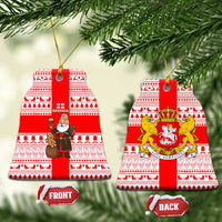 Georgia Christmas Ceramic Ornament with Santa in Chokha Wine Barrel Gingerbread and Coat of Arms Design - Wonder Print Shop