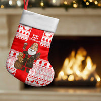 Georgia Christmas Stocking with Santa in Chokha Wine Barrel Gingerbread and Coat of Arms Design - Wonder Print Shop