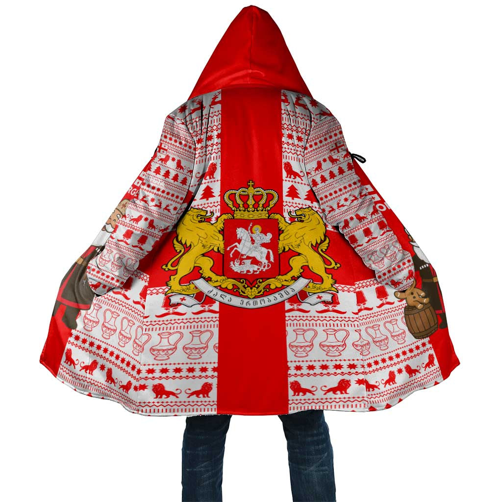 Georgia Christmas Cloak with Santa in Chokha Wine Barrel Gingerbread and Coat of Arms Design - Wonder Print Shop