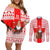 Georgia Christmas Couples Matching Off Shoulder Short Dress and Long Sleeve Button Shirt with Santa in Chokha Wine Barrel Gingerbread and Coat of Arms Design - Wonder Print Shop