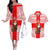 Georgia Christmas Couples Matching Off The Shoulder Long Sleeve Dress and Hawaiian Shirt with Santa in Chokha Wine Barrel Gingerbread and Coat of Arms Design - Wonder Print Shop