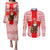 Georgia Christmas Couples Matching Puletasi and Long Sleeve Button Shirt with Santa in Chokha Wine Barrel Gingerbread and Coat of Arms Design - Wonder Print Shop
