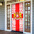 Georgia Christmas Door Cover with Santa in Chokha Wine Barrel Gingerbread and Coat of Arms Design - Wonder Print Shop