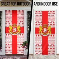 Georgia Christmas Door Cover with Santa in Chokha Wine Barrel Gingerbread and Coat of Arms Design - Wonder Print Shop