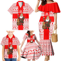 Georgia Christmas Family Matching Mermaid Dress and Hawaiian Shirt with Santa in Chokha Wine Barrel Gingerbread and Coat of Arms Design - Wonder Print Shop
