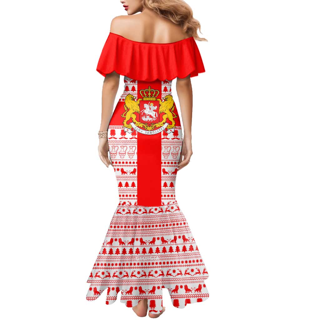 Georgia Christmas Family Matching Mermaid Dress and Hawaiian Shirt with Santa in Chokha Wine Barrel Gingerbread and Coat of Arms Design - Wonder Print Shop