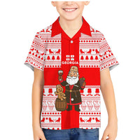 Georgia Christmas Family Matching Mermaid Dress and Hawaiian Shirt with Santa in Chokha Wine Barrel Gingerbread and Coat of Arms Design - Wonder Print Shop