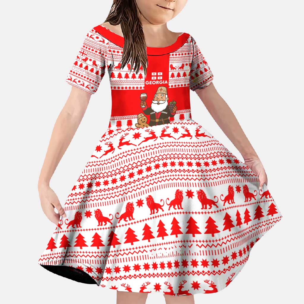 Georgia Christmas Family Matching Off Shoulder Maxi Dress and Hawaiian Shirt with Santa in Chokha Wine Barrel Gingerbread and Coat of Arms Design - Wonder Print Shop