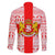 Georgia Christmas Family Matching Off Shoulder Short Dress and Hawaiian Shirt with Santa in Chokha Wine Barrel Gingerbread and Coat of Arms Design - Wonder Print Shop
