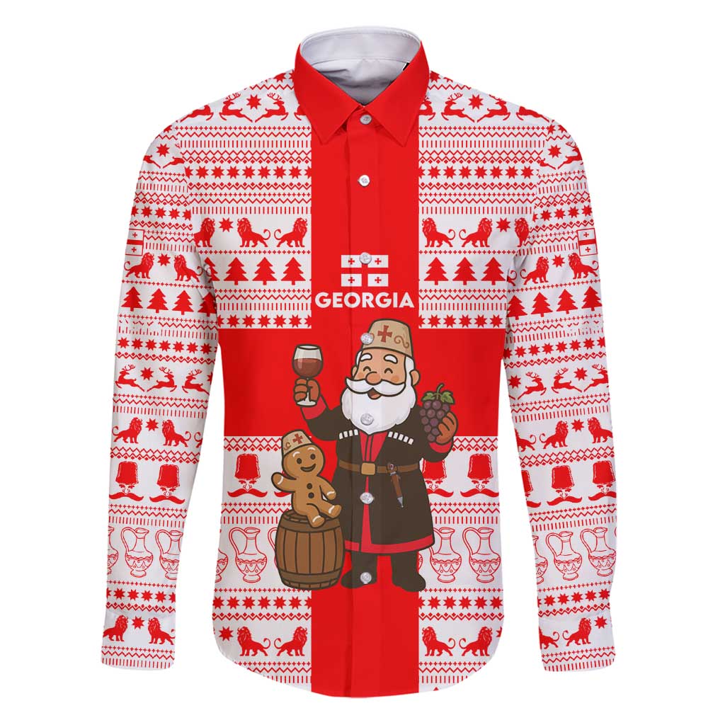 Georgia Christmas Family Matching Puletasi and Hawaiian Shirt with Santa in Chokha Wine Barrel Gingerbread and Coat of Arms Design - Wonder Print Shop