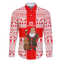 Georgia Christmas Family Matching Puletasi and Hawaiian Shirt with Santa in Chokha Wine Barrel Gingerbread and Coat of Arms Design - Wonder Print Shop
