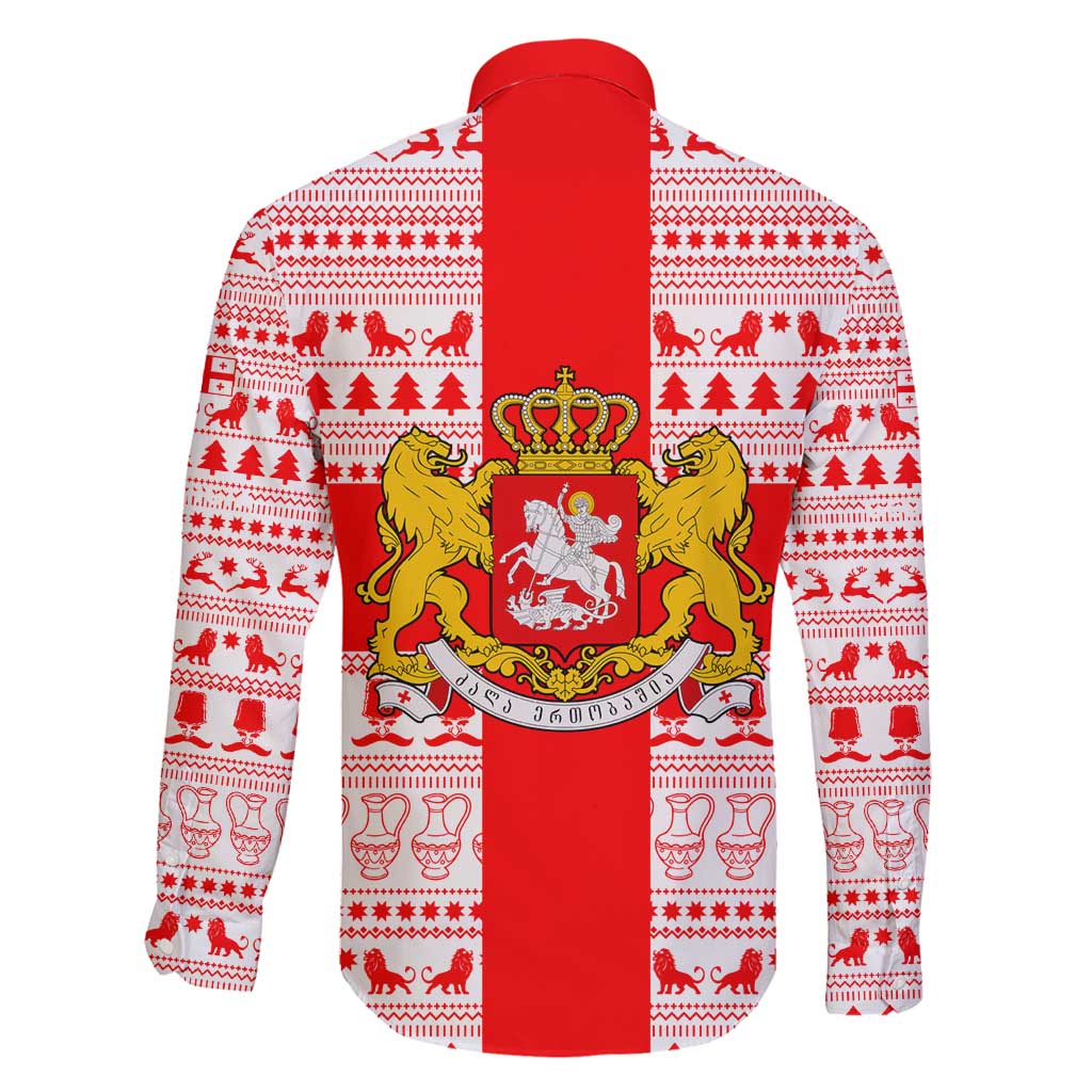 Georgia Christmas Family Matching Puletasi and Hawaiian Shirt with Santa in Chokha Wine Barrel Gingerbread and Coat of Arms Design - Wonder Print Shop