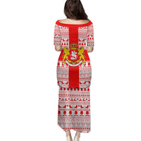 Georgia Christmas Family Matching Puletasi and Hawaiian Shirt with Santa in Chokha Wine Barrel Gingerbread and Coat of Arms Design - Wonder Print Shop