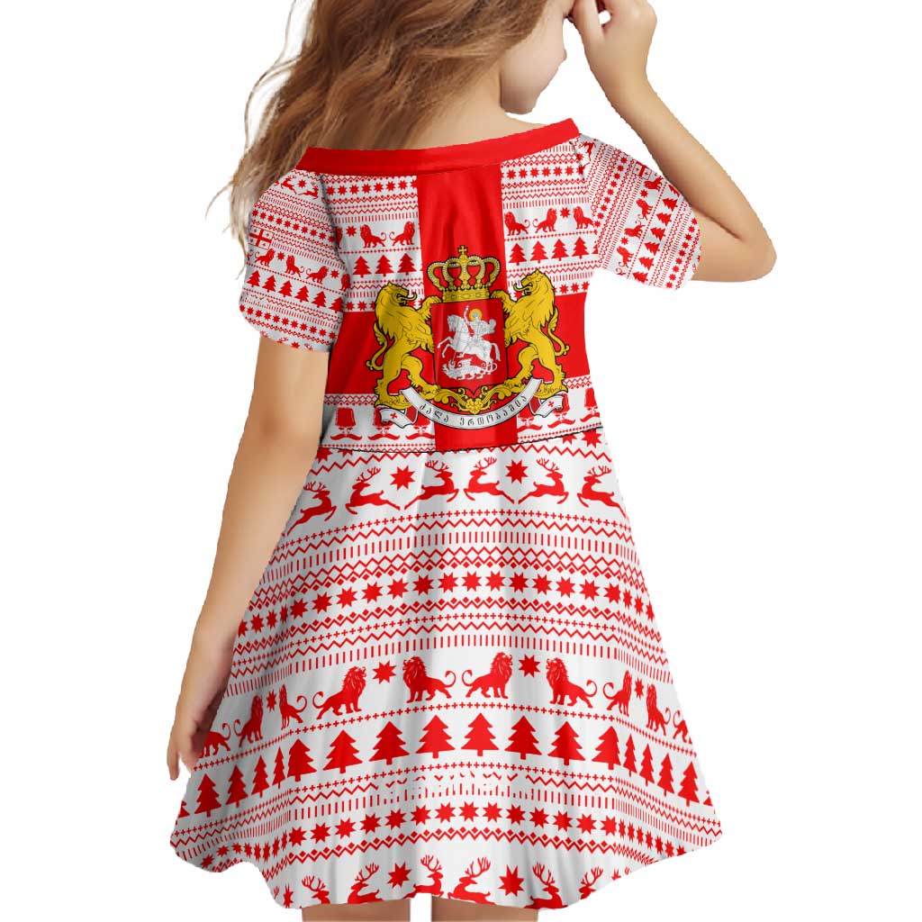 Georgia Christmas Family Matching Short Sleeve Bodycon Dress and Hawaiian Shirt with Santa in Chokha Wine Barrel Gingerbread and Coat of Arms Design - Wonder Print Shop