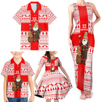 Georgia Christmas Family Matching Tank Maxi Dress and Hawaiian Shirt with Santa in Chokha Wine Barrel Gingerbread and Coat of Arms Design - Wonder Print Shop