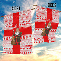 Georgia Christmas Garden Flag with Santa in Chokha Wine Barrel Gingerbread and Coat of Arms Design - Wonder Print Shop