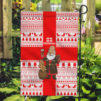 Georgia Christmas Garden Flag with Santa in Chokha Wine Barrel Gingerbread and Coat of Arms Design - Wonder Print Shop