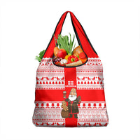 Georgia Christmas Grocery Bag with Santa in Chokha Wine Barrel Gingerbread and Coat of Arms Design - Wonder Print Shop