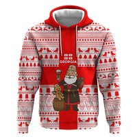 Georgia Christmas Hoodie with Santa in Chokha Wine Barrel Gingerbread and Coat of Arms Design - Wonder Print Shop