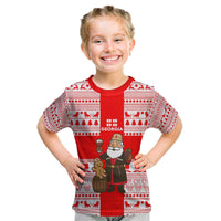 Georgia Christmas Kid T Shirt with Santa in Chokha Wine Barrel Gingerbread and Coat of Arms Design - Wonder Print Shop