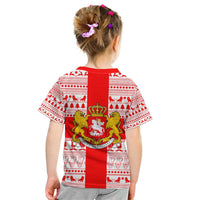 Georgia Christmas Kid T Shirt with Santa in Chokha Wine Barrel Gingerbread and Coat of Arms Design - Wonder Print Shop