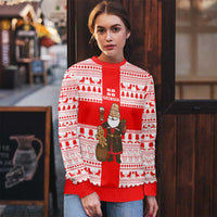 Georgia Christmas Ugly Christmas Sweater with Santa in Chokha Wine Barrel Gingerbread and Coat of Arms Design - Wonder Print Shop