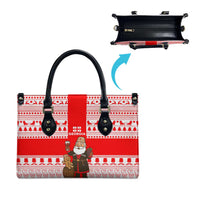 Georgia Christmas Leather Bag with Santa in Chokha Wine Barrel Gingerbread and Coat of Arms Design - Wonder Print Shop
