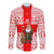 Georgia Christmas Long Sleeve Button Shirt with Santa in Chokha Wine Barrel Gingerbread and Coat of Arms Design - Wonder Print Shop