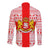 Georgia Christmas Long Sleeve Button Shirt with Santa in Chokha Wine Barrel Gingerbread and Coat of Arms Design - Wonder Print Shop