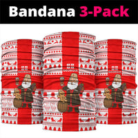 Georgia Christmas Neck Gaiter with Santa in Chokha Wine Barrel Gingerbread and Coat of Arms Design - Wonder Print Shop