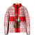 Georgia Christmas Padded Jacket with Santa in Chokha Wine Barrel Gingerbread and Coat of Arms Design - Wonder Print Shop